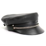 Hot Leathers Flat Top Biker Leather Cap With Chain LHA2004 - Image 8
