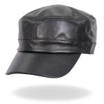 Hot Leathers LHA2007 Black Leather Cadet Cap - Image 3