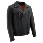 Milwaukee Leather LKM1720 Men’s Black Premium Leather Motorcycle Vented Leather Jacket w/ Multi-Utility Pockets