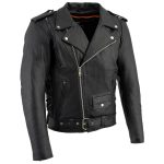 Milwaukee Leather LKM1775 Men’s Black Leather Vintage Brando Style Motorcycle Riders Jacket with Side Laces