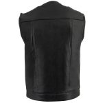 Z1R3721 Men’s ‘338’ Black Collarless Motorcycle Leather Vest - Image 2