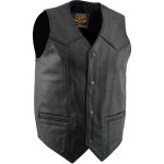 Milwaukee Leather Men’s Black Classic Western Style Motorcycle Leather Rider Vest – LKM3778