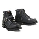 MMCC MB433 Men’s Road Captain Black Leather Biker Boots – Riding Footwear