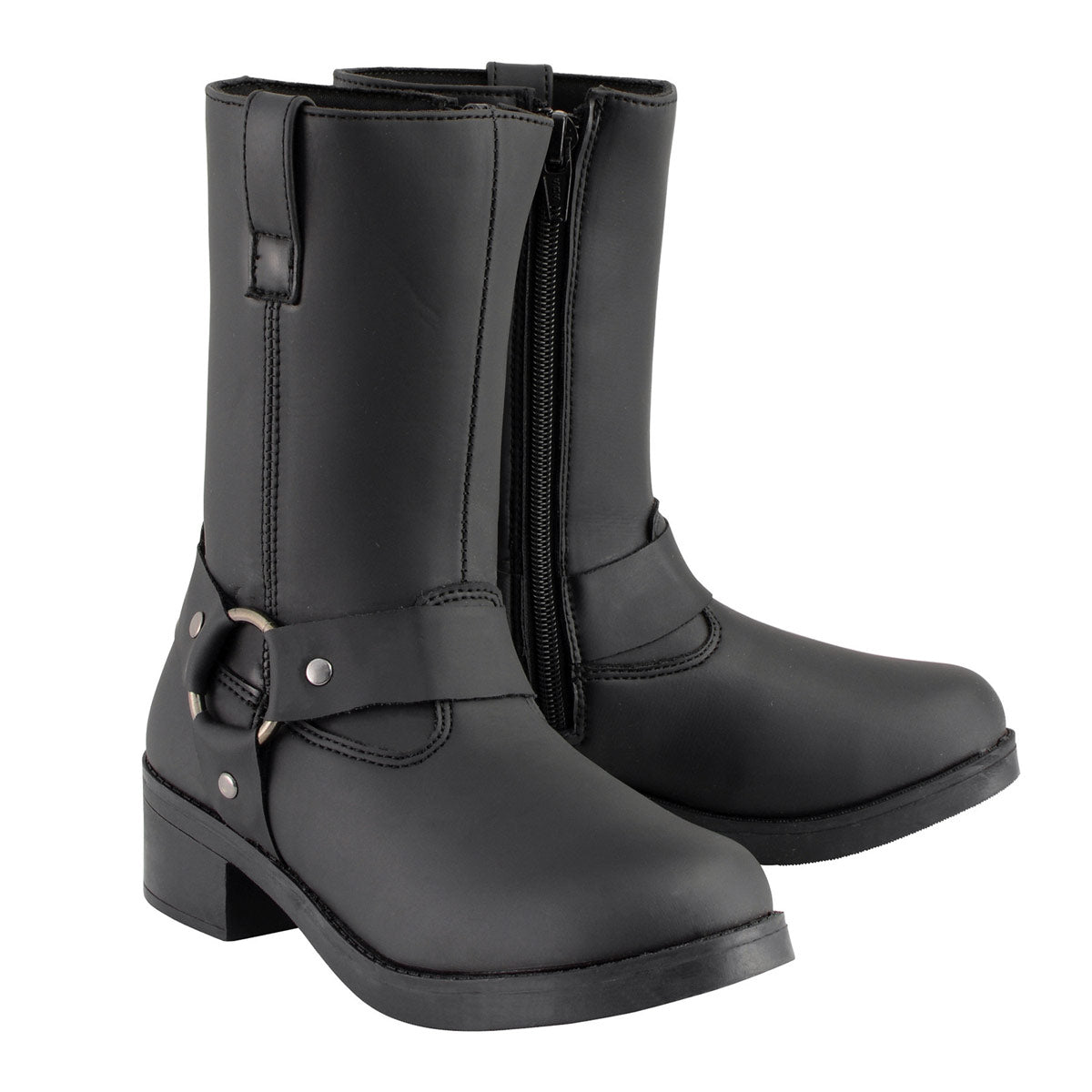 mbk9280-web.jpg Milwaukee Leather MBK9280 Boys Classic Black Harness Biker Boots - Image 1