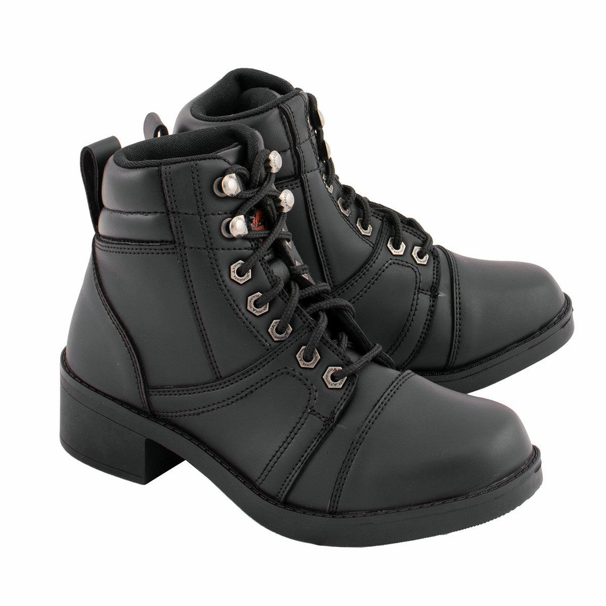 mbk9285-web.jpg Milwaukee Leather MBK9285 Boys Black Lace-Up Biker Style Boots - Image 1