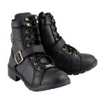 Milwaukee Leather MBL9325W Women’s Premium Black Leather Lace-Up Motorcycle Biker Rider Boots in Wide Width Size