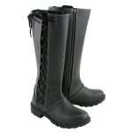 Milwaukee Leather MBL9370 Women’s Black 17-Inch Lace Side Leather Boots with Contrast White Stitching