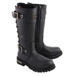 Milwaukee Leather MBL9385 Women’s Black Leather 15-Inch Calf Laced Motorcycle Riding Boots with Side Zipper