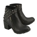 Milwaukee Leather MBL9402 Women’s Black Spiked Side Zipper Fashion Boots with Platform Heel