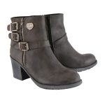 Milwaukee Leather MBL9406 Women’s Stone Grey 3-Buckle Leather Boots with Platform Heel