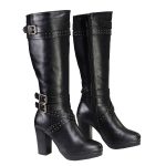 Milwaukee Leather MBL9422 Women’s Tall Black Studded Strap Fashion Casual Boots with Platform Heel