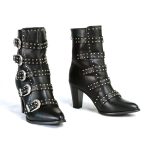 Milwaukee Leather MBL9428 Women’s Black Buckle Up Fashion Boots with Studded Bling