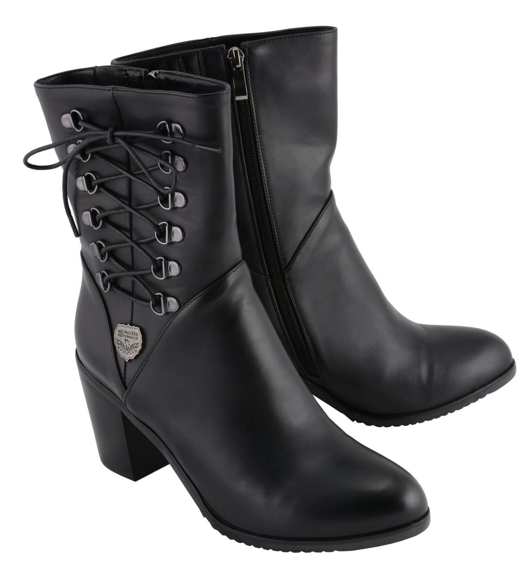 mbl9436.jpg Milwaukee Leather MBL9436 Women’s Black Lace-Side Fashion Riding Boots - Image 1