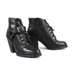 Milwaukee Leather MBL9458 Women’s Premium Black Leather Fashion Casual Boots with Classic Harness Ring