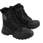 Milwaukee Leather MBL9495 Women Black Leather Tactical Boots with Side Zipper