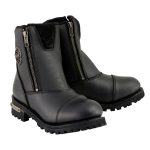 Milwaukee Leather MBM102 Men’s Black Smooth Double Sided Zipper Entry Motorcycle Leather Boots