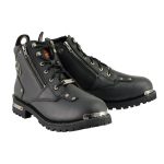 Milwaukee Leather MBM103 Men’s Black Leather Lace-Up Motorcycle Boots w/ Dual Side Zipper Entry