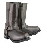 Milwaukee Leather Men’s Distressed Brown Leather Wide Width 11-inch Square Toe Harness  Motorcycle Boots MBM9005W