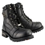 Milwaukee Leather Classic Men’s Black Leather Wide-Width 8-inch Lace-Up Logger Biker Boots MBM9030W