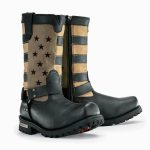 Milwaukee Leather Men’s Stars and Stripes Black with Tan Motorcycle Rider Harness Boots MBM9045