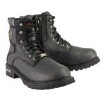 Milwaukee Leather Men’s Black Leather Wide Width 6-Inch Lace-Up Logger Waterproof Motorcycle Boots MBM9096WP