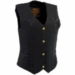 Milwaukee Leather MDL4000 Women’s Black Denim 4-Snap Button Closure Motorcycle Rider Vest
