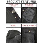 Milwaukee Leather MDM1000 Men’s Black Denim Jacket with Removable Hoodie - Image 4