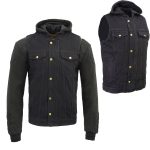 Milwaukee Leather MDM3020 Men’s Black Denim ‘5-in-1’ Club Style Vest with Removable Hoodie