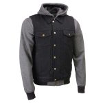 Milwaukee Leather Men’s s Black Denim Club Style Motorcycle Vest w/ Removable Hoodie – MDM3083