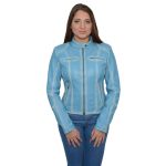 Milwaukee Leather SFL2830 Women’s Aqua Scuba Style Sheepskin Fashion Leather Jacket