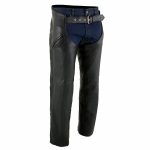 Milwaukee Leather Chaps for Men’s Black Premium Leather Motorcycle Chaps w/ Snap Out Thermal Liner-Slash Pocket-ML1103