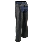 Milwaukee Leather Chaps for Men’s Black Vented Premium Leather Motorcycle Chaps w/ Side Pocket-Stretch Thigh-ML1129