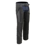 Milwaukee Leather ML1144 Men’s Black Premium Leather Vented Motorcycle Rider Chaps w/ Reflective Piping
