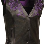Milwaukee Leather ML1293 Women’s Black and Purple ‘Wing Studded’ Leather Vest