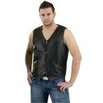 Genuine Leather ML1310RT Men’s Retro Brown Classic Leather Motorcycle Vest