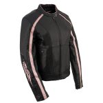 Milwaukee Leather ML1952 Women’s Black and Pink Embroidered and Stud Design Scooter Jacket
