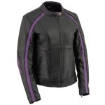 Milwaukee Leather X1952 Women’s Black and Purple Embroidered and Stud Design Jacket
