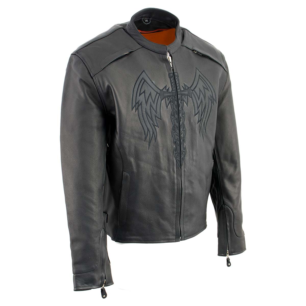 ml2056-side-front.jpg Milwaukee Leather ML2056 Men’s ‘Cross Sword’ Leather Moto Jacket - Image 1