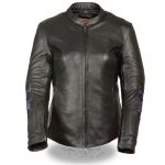 Milwaukee Leather ML2071 Women’s Black Leather Jacket with Purple Butterfly Design