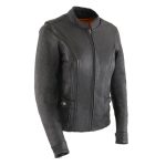 Milwaukee Leather MLL2530 Women’s Vented Black Leather Scooter Jacket