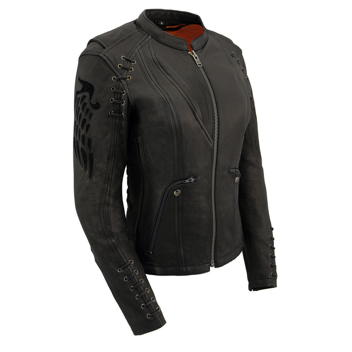 mll2535-edit-a.jpg Milwaukee Leather MLL2535 Women’s Black Leather Lightweight Scuba Racer Jacket - Image 1