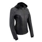 Milwaukee Leather MLL2545 Women’s Lightweight Black Leather Jacket with Removable Hoodie