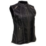 Milwaukee Leather MLL4507 Women’s Black Leather Purple Accented Laser Cut Vented Scuba Style Motorcycle Rider Vest