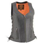 Milwaukee Leather MLL4532 Women’s Side Laced Premium Black Leather Motorcycle Rider Vest w/ Cool-Tec Leather Treatement