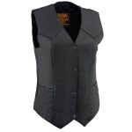 Milwaukee Leather MLL4545 Women’s Black Premium Leather Lightweight Classic 4-Snap V-Neck Motorcycle Rider Vest