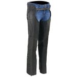 Milwaukee Leather Women’s Black Lightweight Premium Goat Skin Leather Motorcycle Chaps w/ Accent Lacing -MLL6535