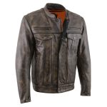 Milwaukee Leather MLM1508 Men’s Distressed Brown Premium Leather Motorcycle Rider Jacket