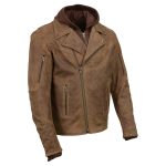 Milwaukee Leather MLM1511 Men’s ‘Vagabond’ Vintage Crazy Horse’ Brown Leather Jacket w/ Removable Hoodie