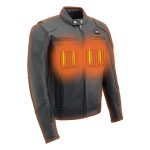 Milwaukee Leather Heated Jacket for Men’s Black Cowhide Leather – Motorcycle Vented Jacket for All Seasons MLM1513