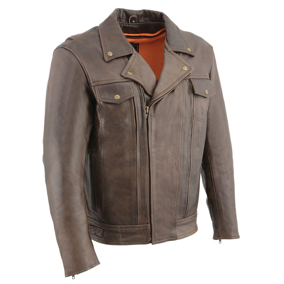 mlm1522-2021.jpg Milwaukee Leather MLM1522 Men’s ‘Vented’ Retro Brown Leather Motorcycle Jacket - Image 1